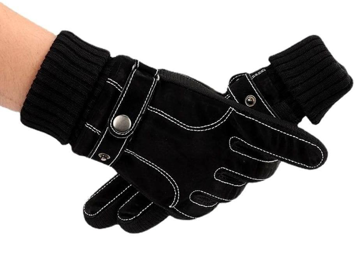 Мужские замшевые зимние перчатки черные Touch - изображение 1