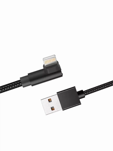 Зарядний кабель Foxconn 90° degree Lightning 1m - USB на Lightning кабель для iPhone,iPad, iPod, Macbook, iMac | 1м - зображення 3