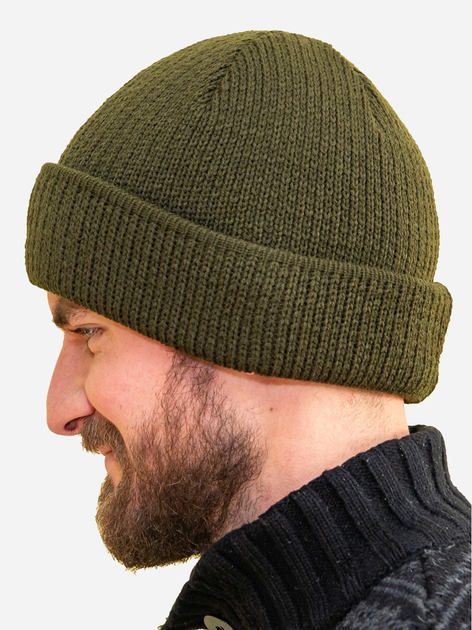 Мужская шапка зимняя вязаная Лео военная Оливковая - изображение 2