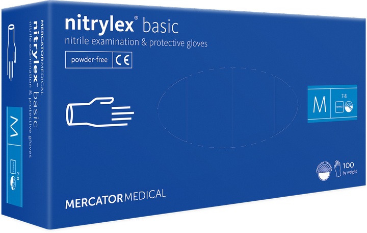 Рукавички нітрилові М (7-8) Nitrylex® PF PROTECT / basic - зображення 1