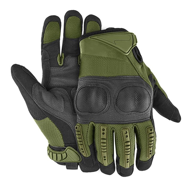 Штурмовые перчатки тактические полнопалые мужские Green XL защита на костяшках пальцев - изображение 2