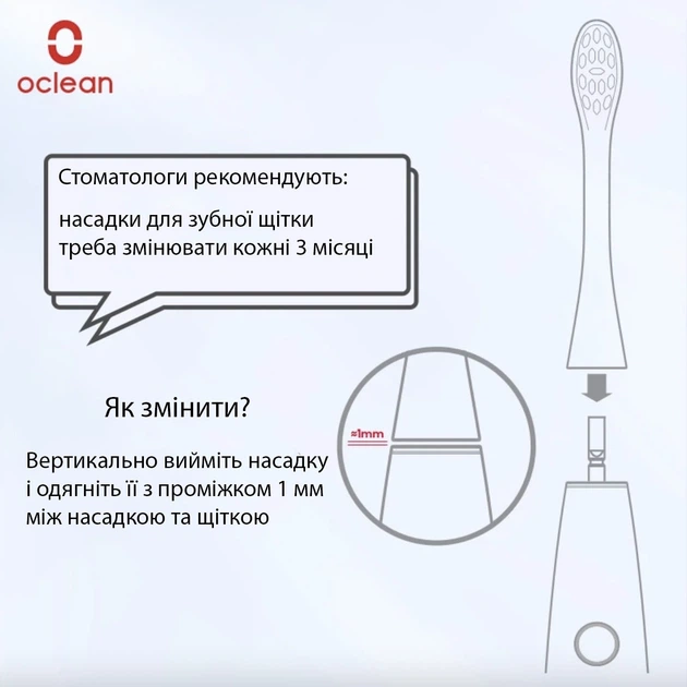 Насадка Oclean P1C1 W06 Professional Clean Белая 6 шт сменных для зубной щетки - изображение 11