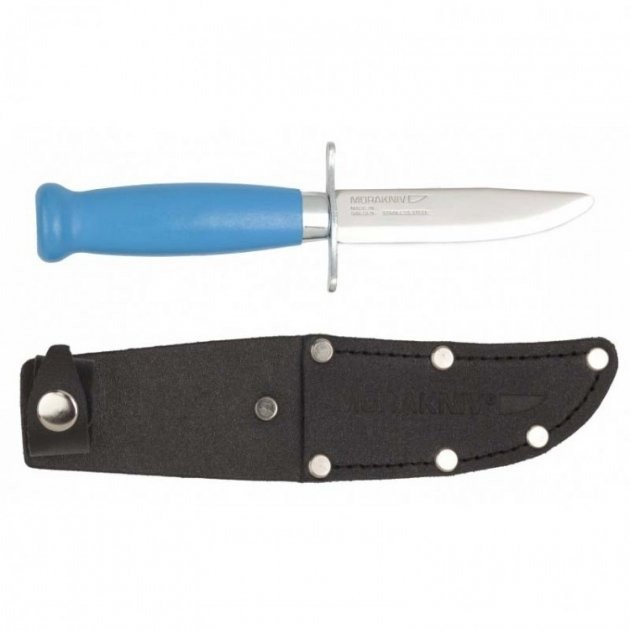 Нож Morakniv Scout 39 с фиксированным лезвием и кожанными ножнами, синий - изображение 2