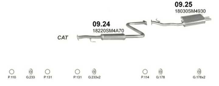 Глушитель POLMO Honda Accord 90-98/Rover 620 93- 2.0i 2.2i SDN kat Polmostrow (09.25) (Polmo-09.25) - изображение 2