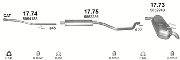 Резонатор POLMO Opel Signum 1.8 03-08 Polmostrow (17.75) (Polmo-17.75) - изображение 2