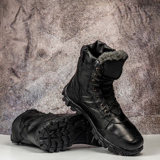 Военные Зимние Берцы , из натуральной кожи и меха, Berets 123456788 48 (32см) Черные - изображение 2