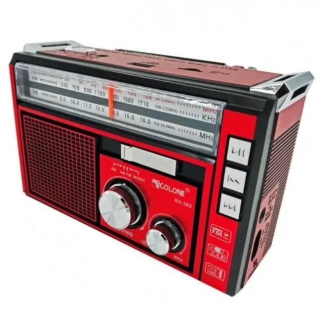 Радиоприёмник аккумуляторный с LED фонариком работает от сети 220V и батареек 2*R20 MP3 USB FM 88-108MHz радио Golon RX-382 - изображение 1