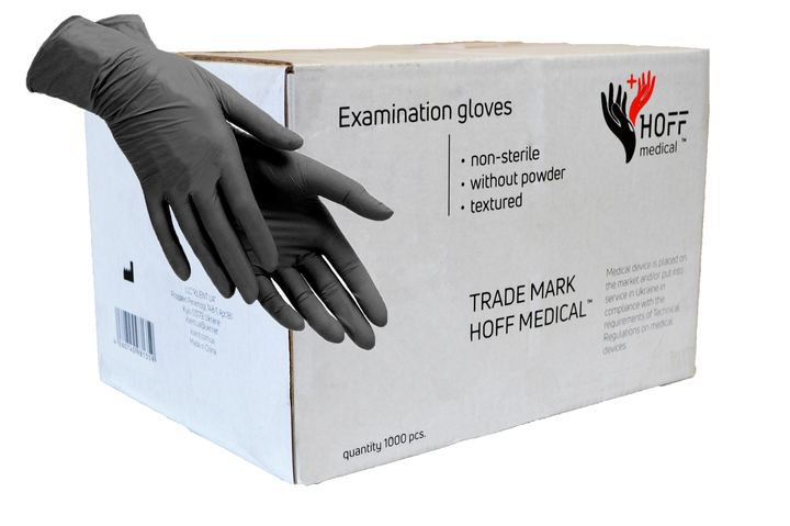 Перчатки нитриловые черные HOFF MEDICAL (10уп./коробка) нестерильные цвет черный размер m - изображение 1