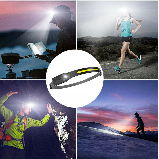 Мощный налобный фонарь 10W SUNROZ W689-3 с улучшенным аккумулятором 1500 mAh 3xCOB+XPE 1000LM, Micro-USB, IPX4 - Фото 7 Мощный налобный фонарь 10W SUNROZ W689-3 с улучшенным аккумулятором 1500 mAh 3xCOB+XPE 1000LM, Micro-USB, IPX4 - изображение 7