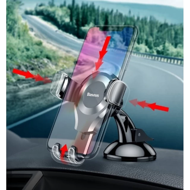 Автотримач для телефона Baseus Osculum Type Gravity Car Mount Black (SUYL-XP01) - Фото 11 Автотримач для телефона Baseus Osculum Type Gravity Car Mount Black (SUYL-XP01) - изображение 11