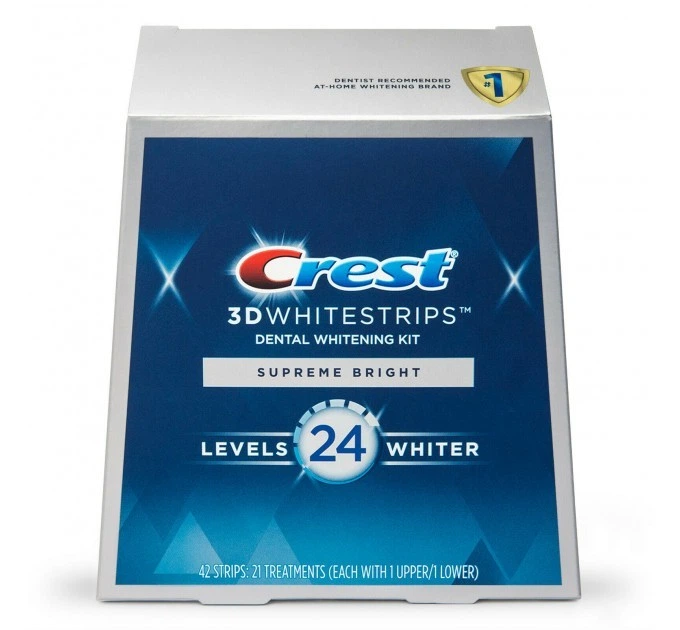 Відбілювальні смужки Crest 1/2 пачки Supreme Bright (Flex fit) Whitestrips 10 пачок, 20 смужок/пробний курс - зображення 2