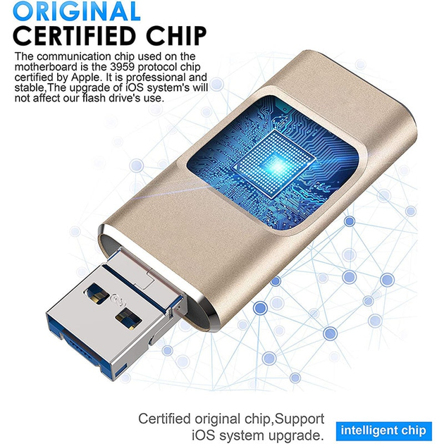 USB Флешка 4в1 512GB Type-C/Micro/Lightning/USB для телефона / компьютера iPhone/Android Черный - Фото 5 USB Флешка 4в1 512GB Type-C/Micro/Lightning/USB для телефона / компьютера iPhone/Android Черный - изображение 5