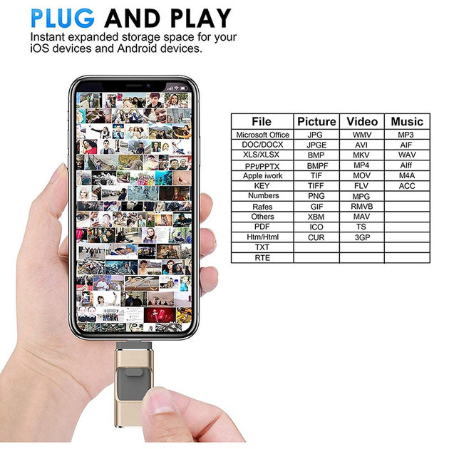 USB Флешка 4в1 512GB Type-C/Micro/Lightning/USB для телефона / компьютера iPhone/Android Черный - Фото 6 USB Флешка 4в1 512GB Type-C/Micro/Lightning/USB для телефона / компьютера iPhone/Android Черный - изображение 6