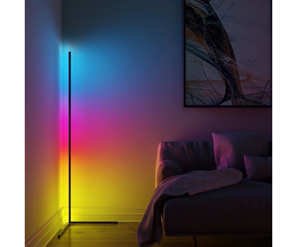 Торшер підлогова кутова LED лампа EL2186 RGB з пультом керування та регулюванням яскравості та ефектами - зображення 7