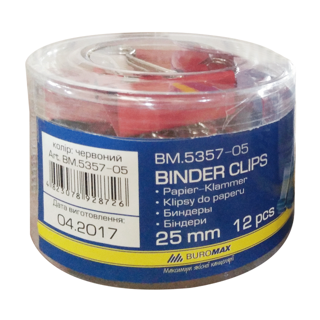 Биндеры Buromax 25 мм 12 шт. туба красный (BM.5357-05) - изображение 2