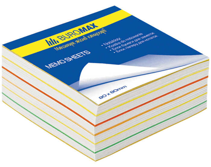 Блок паперу для нотаток Buromax Веселка 80х80мм 330 аркушів не склеєний (BM.2233) - Фото 1 Блок паперу для нотаток Buromax Веселка 80х80мм 330 аркушів не склеєний (BM.2233) - зображення 1