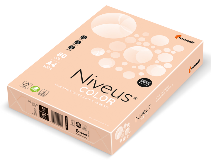 Бумага цветная Niveus пастель А4 80 г/м² SA24 лососевый 500 л (A4.80.NVP.SA24.500) - Фото 1 Бумага цветная Niveus пастель А4 80 г/м² SA24 лососевый 500 л (A4.80.NVP.SA24.500) - изображение 1