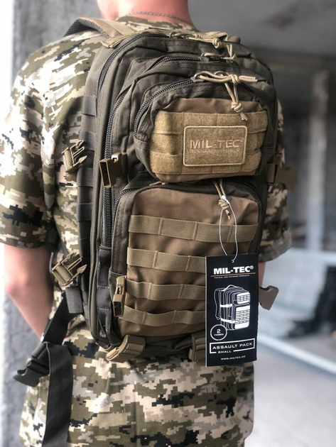 Тактичний армійський рюкзак MIL-TEC ASSAULT® SMALL 20 л. Ranger Green/Coyote, ОРІГІНАЛ, MIL-TEC - зображення 2