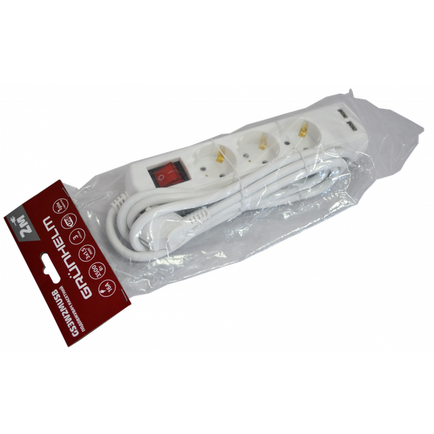 Подовжувач касетний Grunhelm GS3W2MUSB + USB - Фото 3 Подовжувач касетний Grunhelm GS3W2MUSB + USB - зображення 3