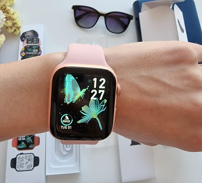 Розумний смарт годинник Smart Watch 44mm Bluetooth LUX32 PRO Series 6 Aluminium + 2 РЕМІШКА (додаток RDFIT) PINK - зображення 6