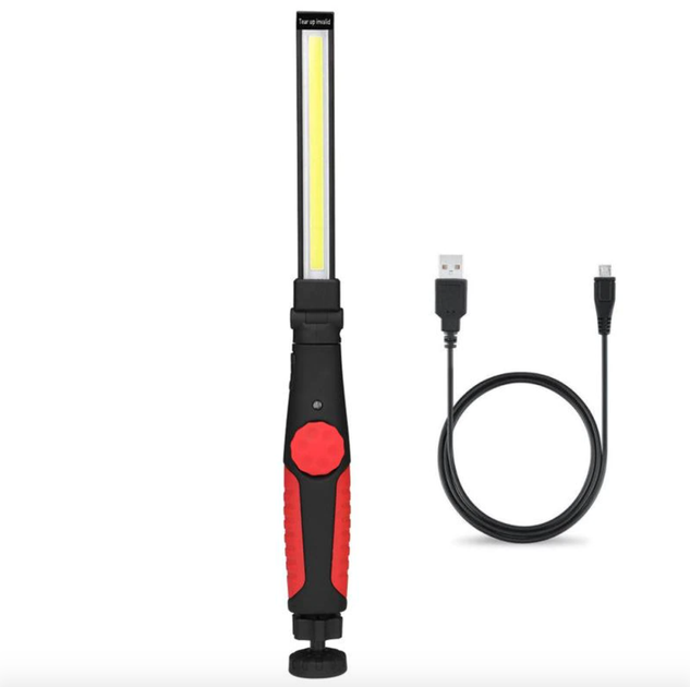 Светодиодная LED лампа с регулировкой яркости и магнитом фонарь (зарядка от USB) W55 Красно-Черная - изображение 4