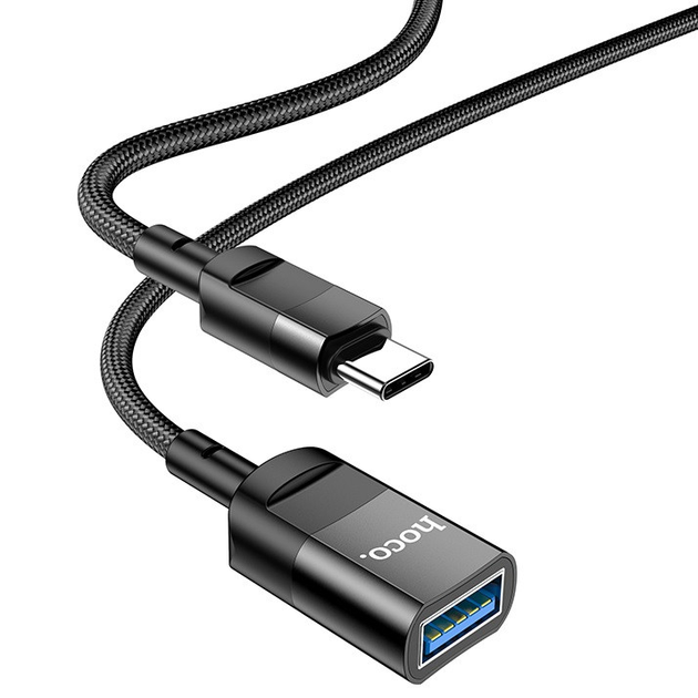 Кабель удлинитель Type-C штекер на USB гнездо HOCO U107 1.2м Черный ...
