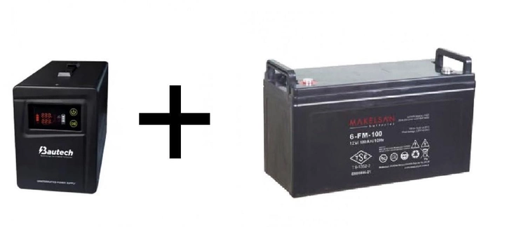 Комплект ИБП с чистой синусоидой PSW-Blautech-650VA PSU-400W + батарея Makelsan AGM 12V 100Ah - изображение 1