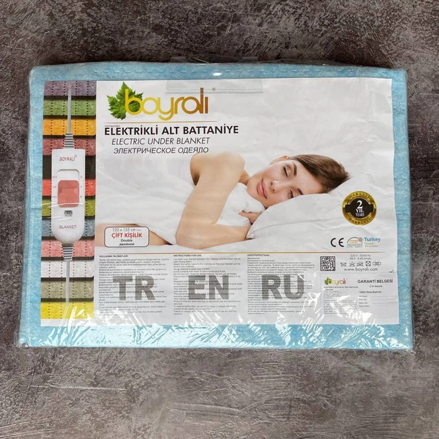 Электропростынь однотонная BOYRALI Байка Турция 120x155 см 55209 голубая - изображение 6