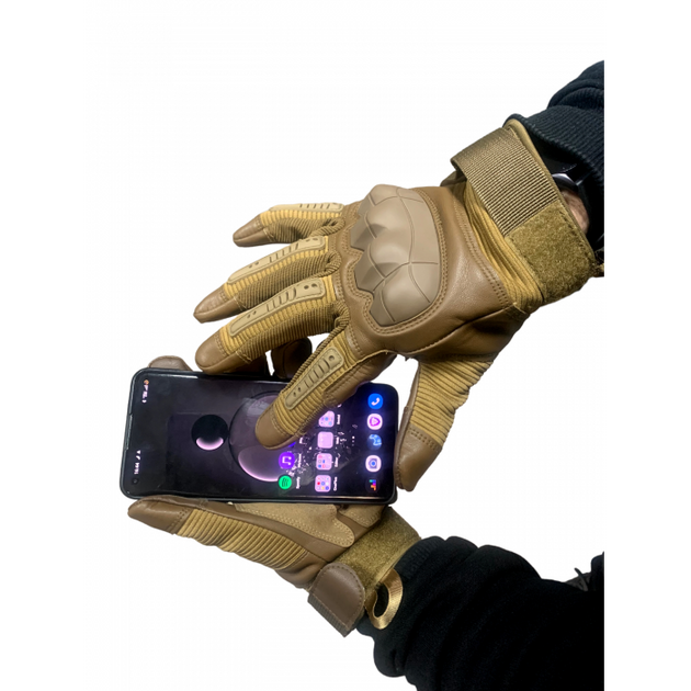 Тактические зимние перчатки штурмовые с защитой Цвет Койот Размер XL - изображение 2
