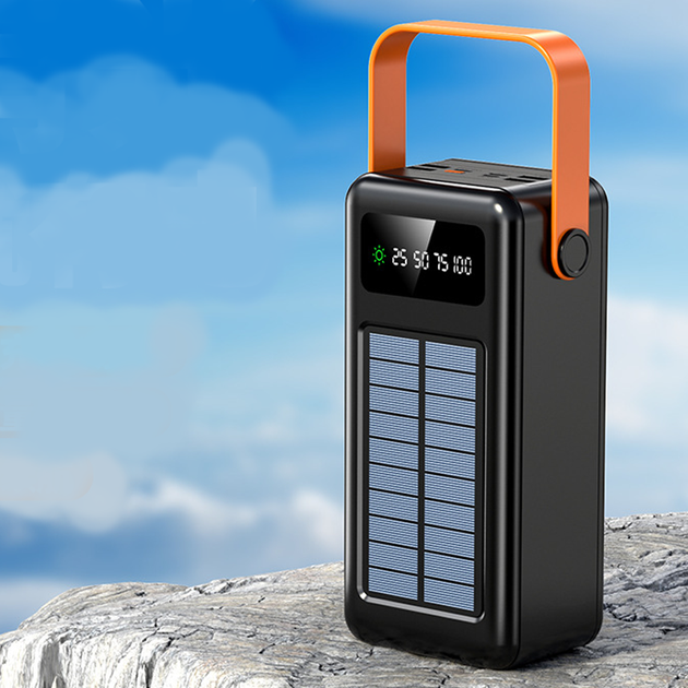 Power Bank с солнечной батареей Kamry 50000 mAh реальная ёмкость с экраном, фонариком, 4хUSB, кабеля 4в1 MicroUSB/Lightning/Type-C/USB Черный - изображение 11