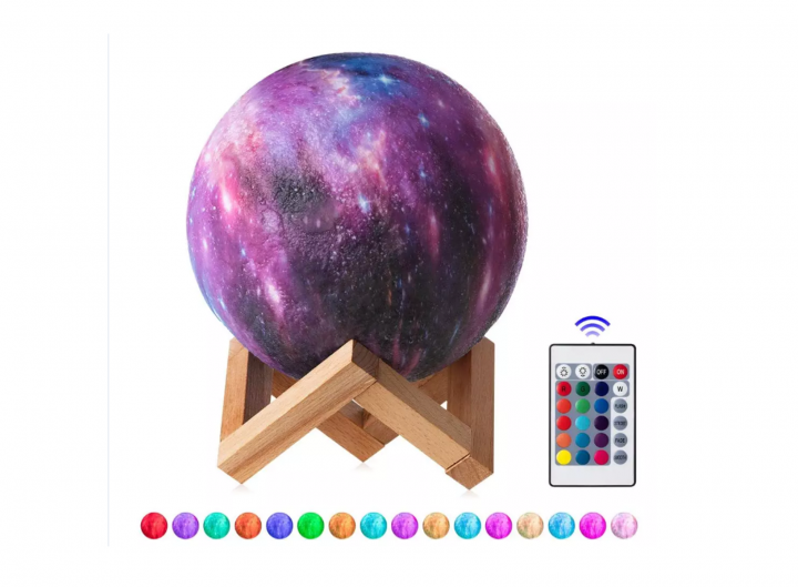 Улучшенный настольный светильник Луна 3D Moon Night Light Космос ПУЛЬТ + 16 цветов ночник - изображение 3