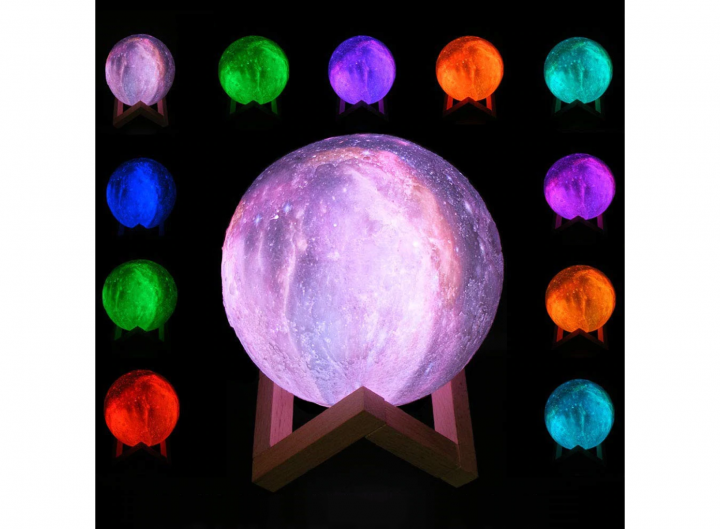 Улучшенный настольный светильник Луна 3D Moon Night Light Космос ПУЛЬТ + 16 цветов ночник - изображение 9