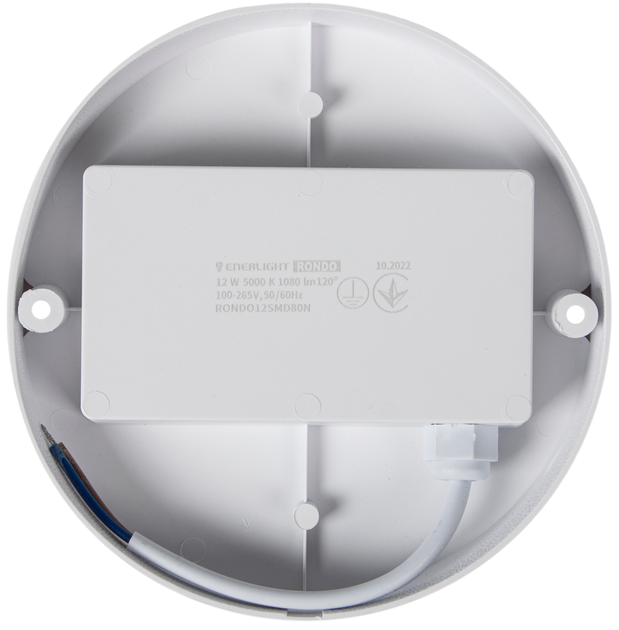 Настінно-стельовий світильник ENERLIGHT RONDO 12Вт 5000К IP65 (RONDO12SMD80N) - зображення 4