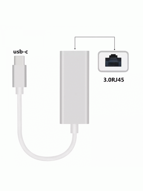 Переходник Type-C на Ethernet 0.1м Silver | Адаптер RJ-45 100mb/s для ...
