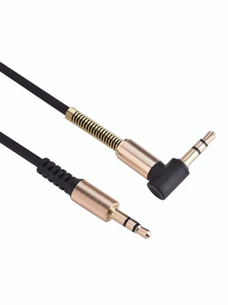 Перехідник AUX на AUX 90° з пружиной (mini-jack 3.5мм) | 0.9м - зображення 3