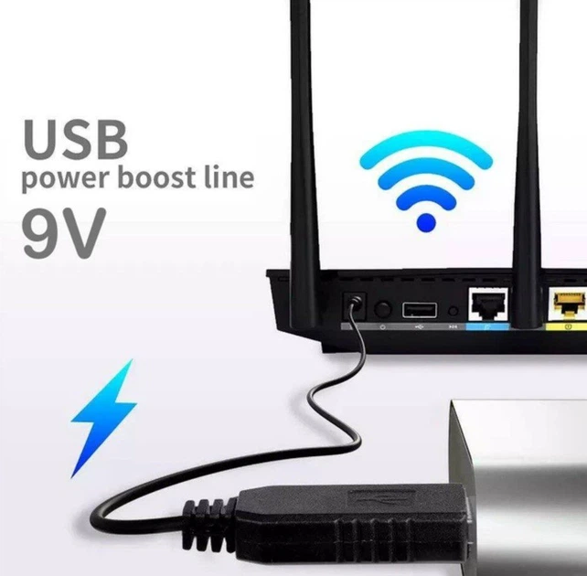 Кабель для роутера 9V DC 5.5/2.1mm - USB 2.0 для підключення до PowerBank - зображення 3