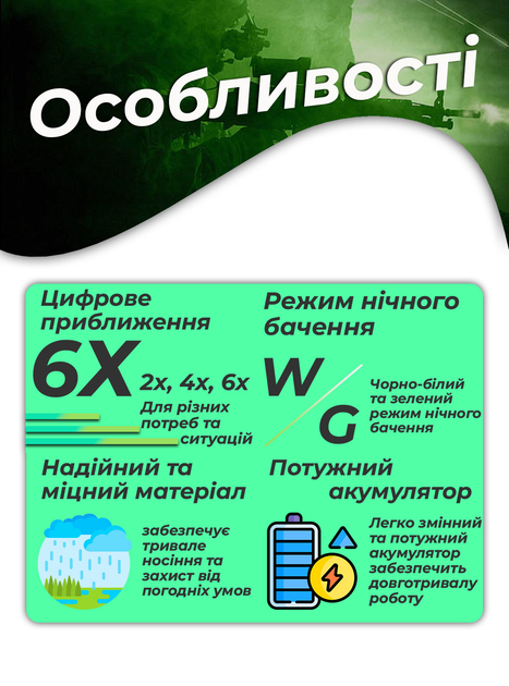 Монокуляр нічного бачення з компасом і кріпленням на шолом NVG10 8608 Luxun Чорний 63833 - зображення 2