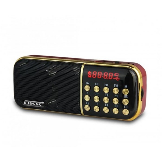 Портативный мини-радиоприемник BKK FM, Mp3 -плеер, c часами, карманное радио + фонарик 851 - изображение 1