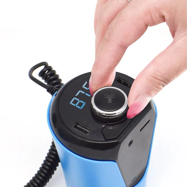 FM модулятор HZ H26BT автомобільний трансмітер AUX USB 2.1A з підтримкою Bluetooth Синій (10443) - Фото 5 FM модулятор HZ H26BT автомобільний трансмітер AUX USB 2.1A з підтримкою Bluetooth Синій (10443) - изображение 5