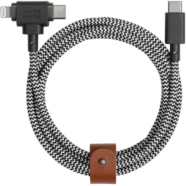 Кабель Native Union Belt Cable Universal USB-C to USB-C/Lightning 1.5 m, Zebra (BELT-CCL-ZEB-NP) - Фото 1 Кабель Native Union Belt Cable Universal USB-C to USB-C/Lightning 1.5 m, Zebra (BELT-CCL-ZEB-NP) - изображение 1