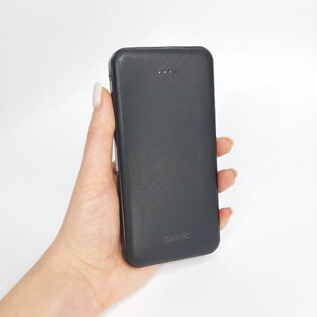 Портативний зарядний пристрій Asonic AS-P10 10000mAh, Повербанк на 2 USB виходи, Powerbank Чорний - зображення 10