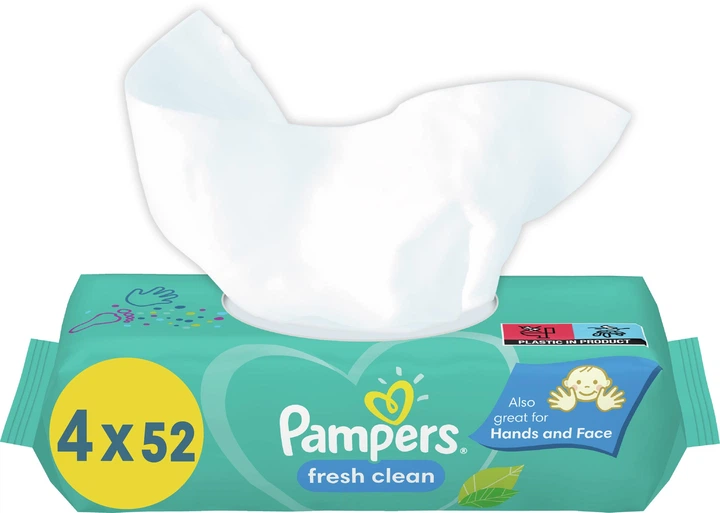 Zestaw Chusteczki nawilżane dla niemowląt Pampers Fresh Clean 4x52 szt (8001841077949) - obraz 3