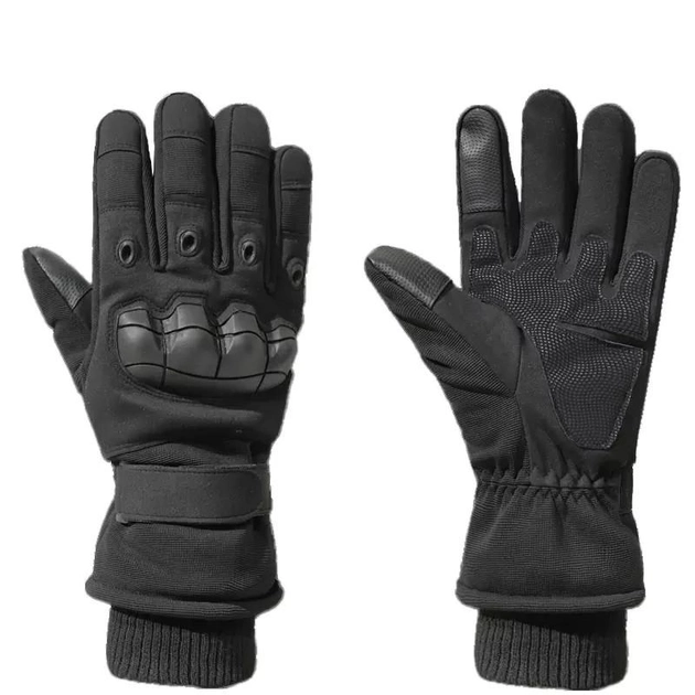 Тактичні зимові повнопалі перчатки з флисом Eagle Tactical ET-03 Black Розмір L - зображення 1