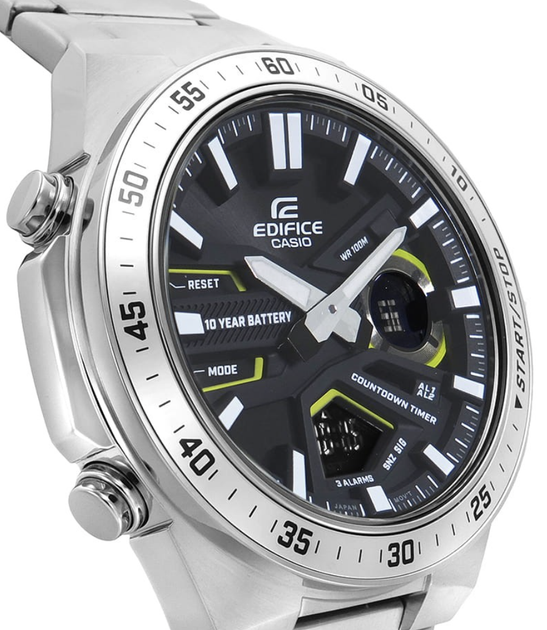 Чоловічий годинник Casio EFV-C110D-1A3VEF Сіро-чорний з сріблястим ремінцем - зображення 4