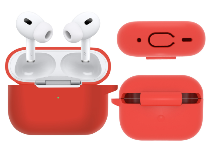 Чохол-накладка DK Silicone Candy Friendly з карабіном для Apple AirPods Pro 2 (red) - Фото 2 Чохол-накладка DK Silicone Candy Friendly з карабіном для Apple AirPods Pro 2 (red) - зображення 2