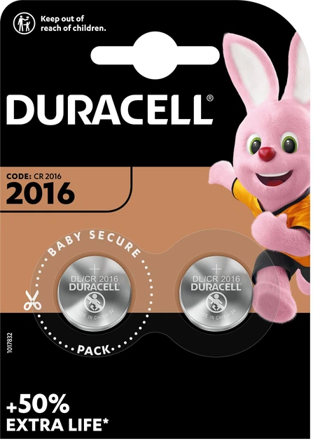Спеціалізована літієва батарейка типу «таблетка» Duracell 2016 3V,(DL2016/CR2016), 2 шт. (5000394045736) - зображення 2
