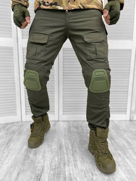 Тактические военные боевые штаны с наколенниками, Камуфляж: Олива, Размер: S - изображение 1