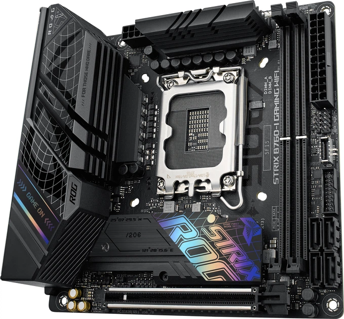 Материнська плата Asus ROG STRIX B760-I Gaming Wi-Fi (s1700, Intel B760, PCI-Ex16) - Фото 2 Материнська плата Asus ROG STRIX B760-I Gaming Wi-Fi (s1700, Intel B760, PCI-Ex16) - зображення 2