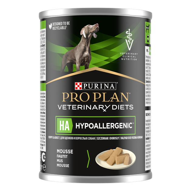 Mokra pełnoporcjowa karma dietetyczna dla szczeniąt i dorosłych psów Purina Pro Plan Veterinary Diets HA 400 g - obraz 2