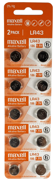 Батарейка Maxell LR43/AG12 10PK (5X2) BLISTER (6813431) – фото, отзывы ...